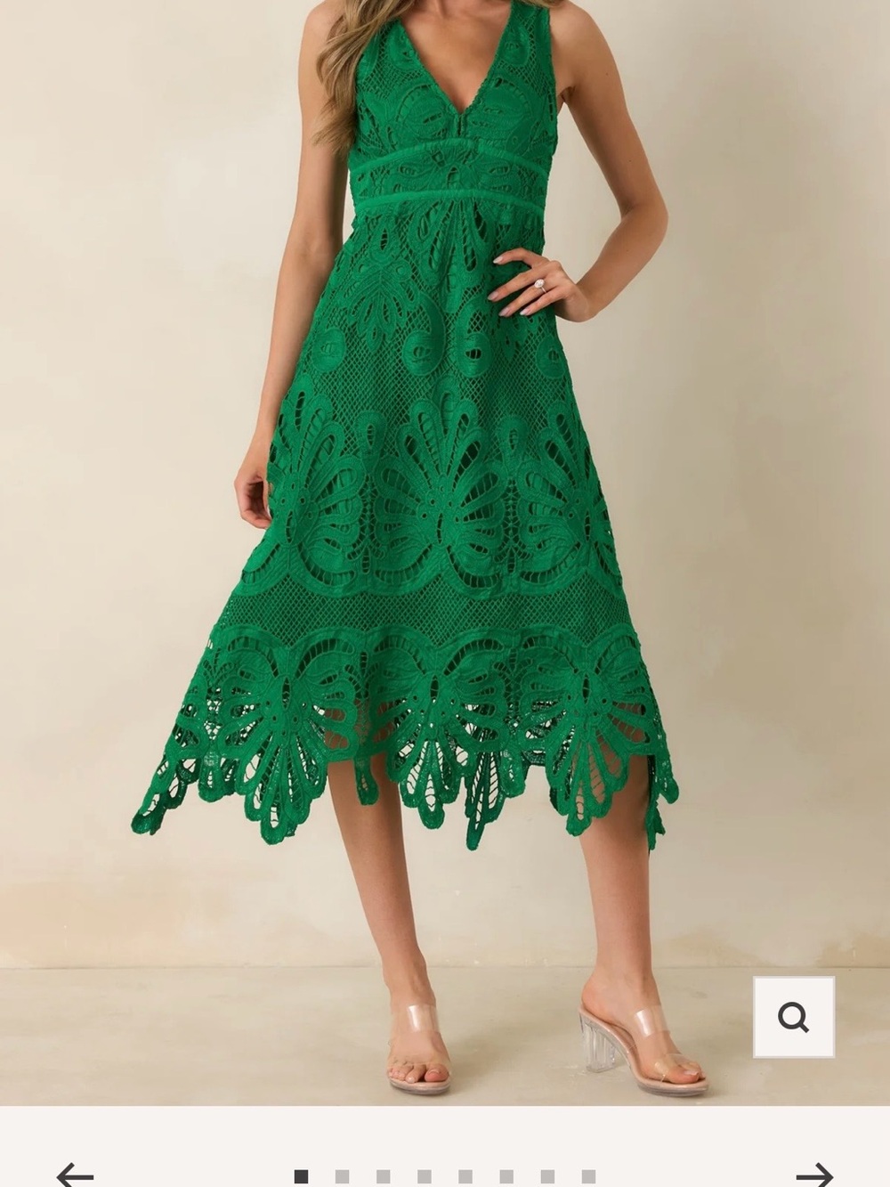 Skies Are Blue Emerald Green Lace Midi Dress